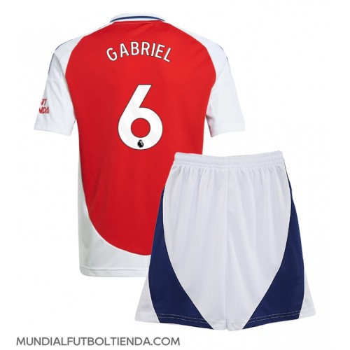 Camiseta Arsenal Gabriel Magalhaes #6 Primera Equipación Replica 2024-25 para niños mangas cortas (+ Pantalones cortos)